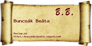 Buncsák Beáta névjegykártya
